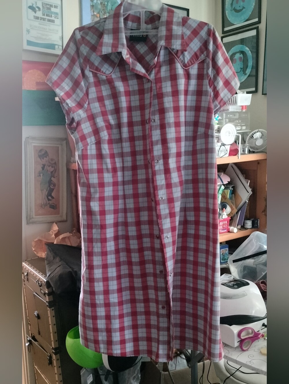 torrid Red and White Plaid Midi Shirt Dress